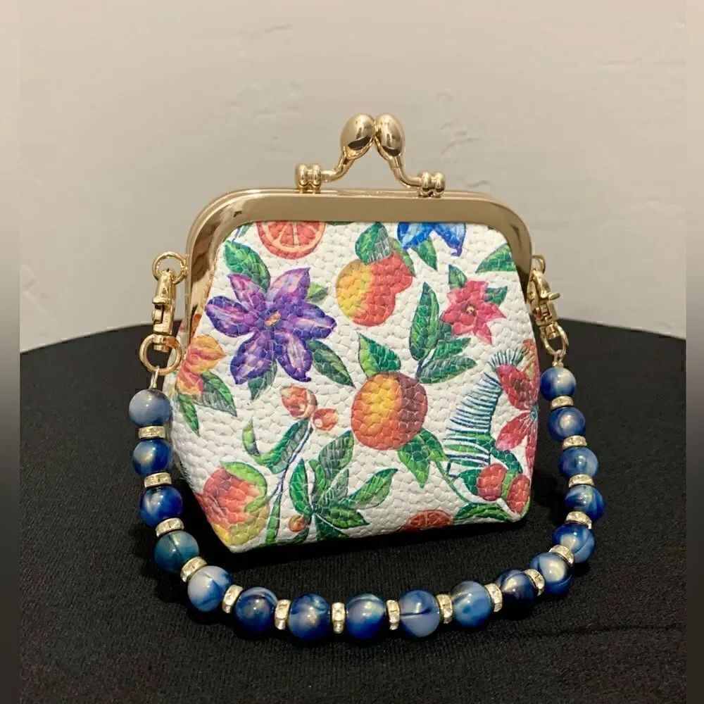 Handmade Genuine Leather Floral Embossed Wristlet/Coin Pouch/Crossbody